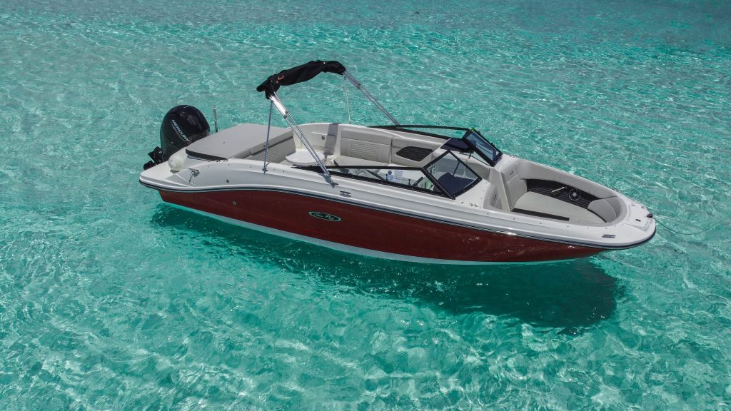 Sport boat on clear Caribbean water