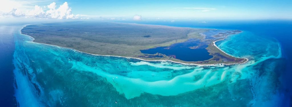 Aerial view of the Cozumel reef and sandbar