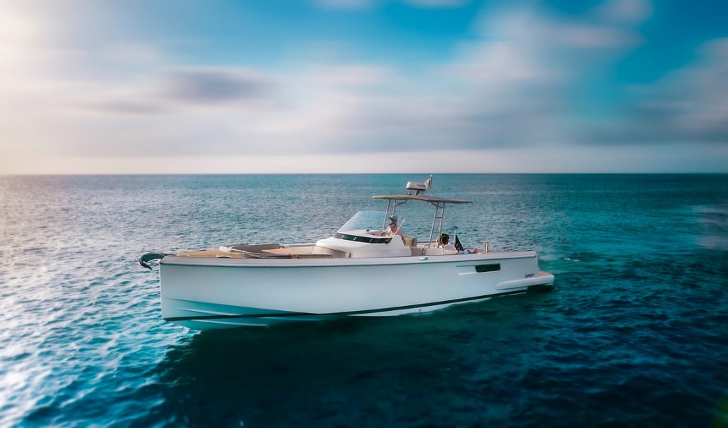 Private boat on turquoise water near Cozumel